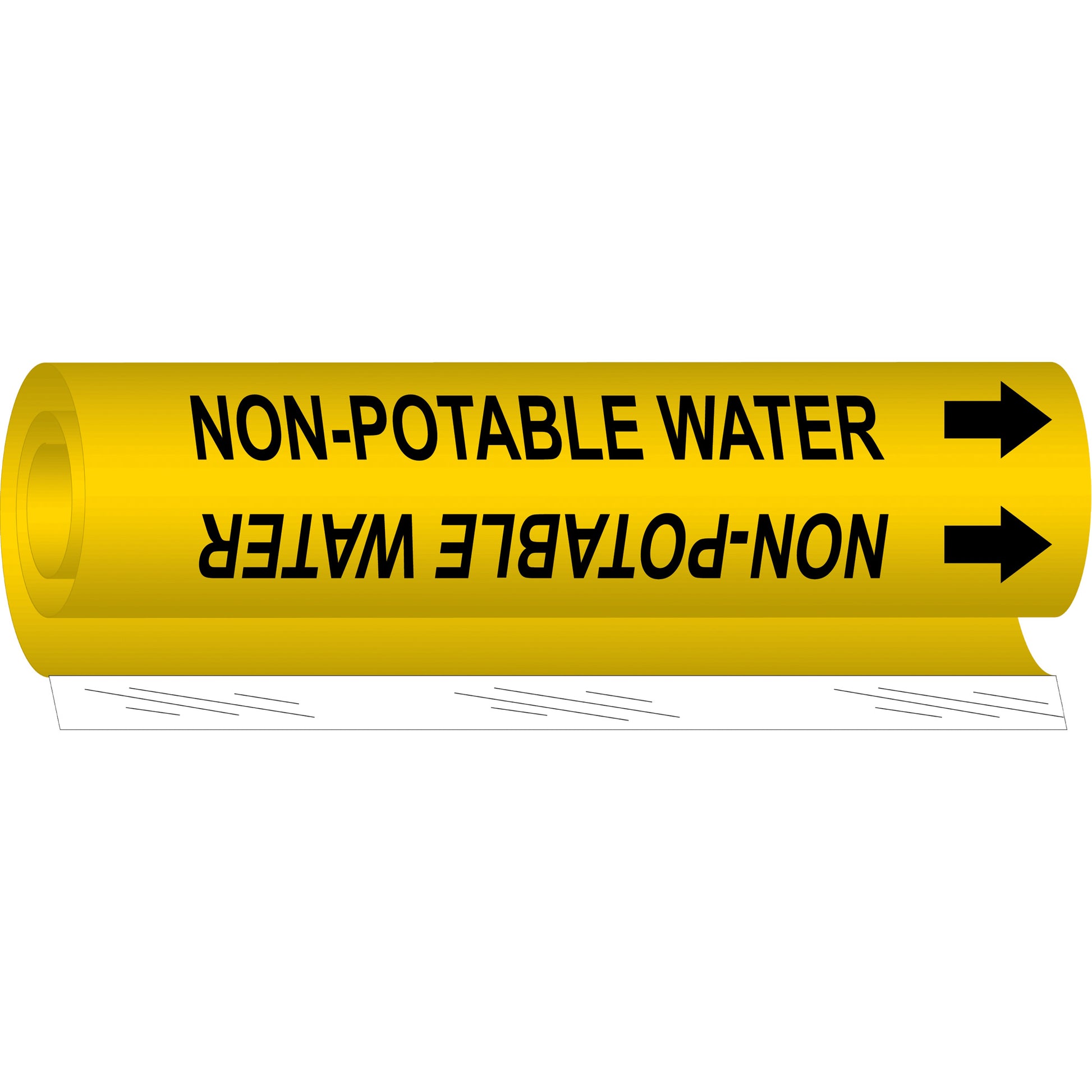 Brady "Non-Potable Water" Pipe Marker, Wrap-Around, 26" H x 12" W, Black on Yellow