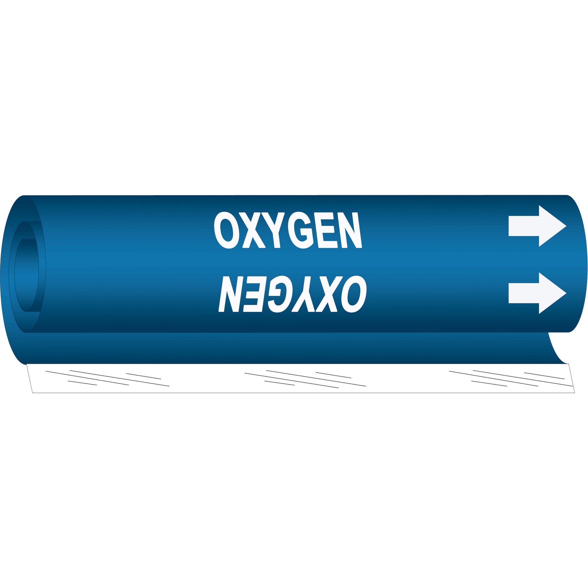 Brady "Oxygen" Pipe Marker, Wrap-Around, 5" H x 8" W, White on Blue
