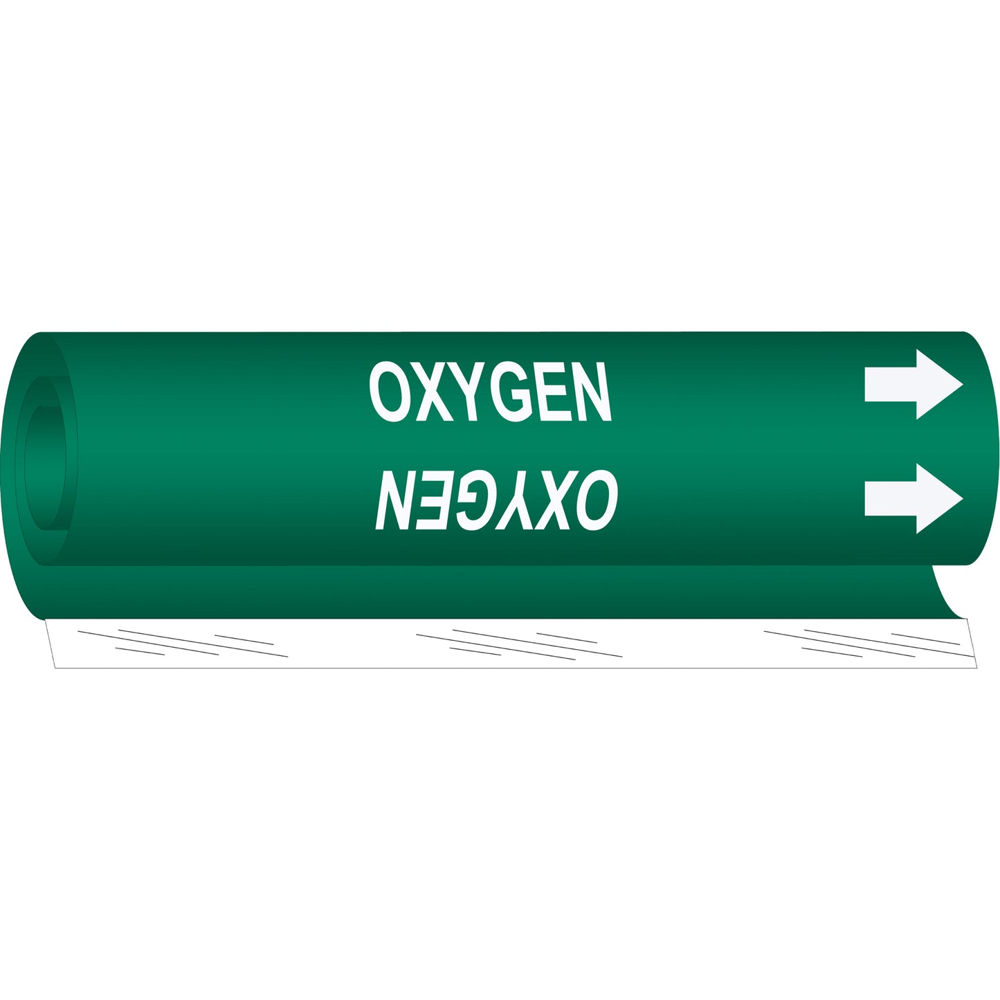 Brady "Oxygen" Pipe Marker, Wrap-Around, 26" H x 12" W, White on Green