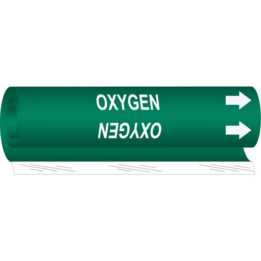 Brady "Oxygen" Pipe Marker, Wrap-Around, 26" H x 12" W, White on Green