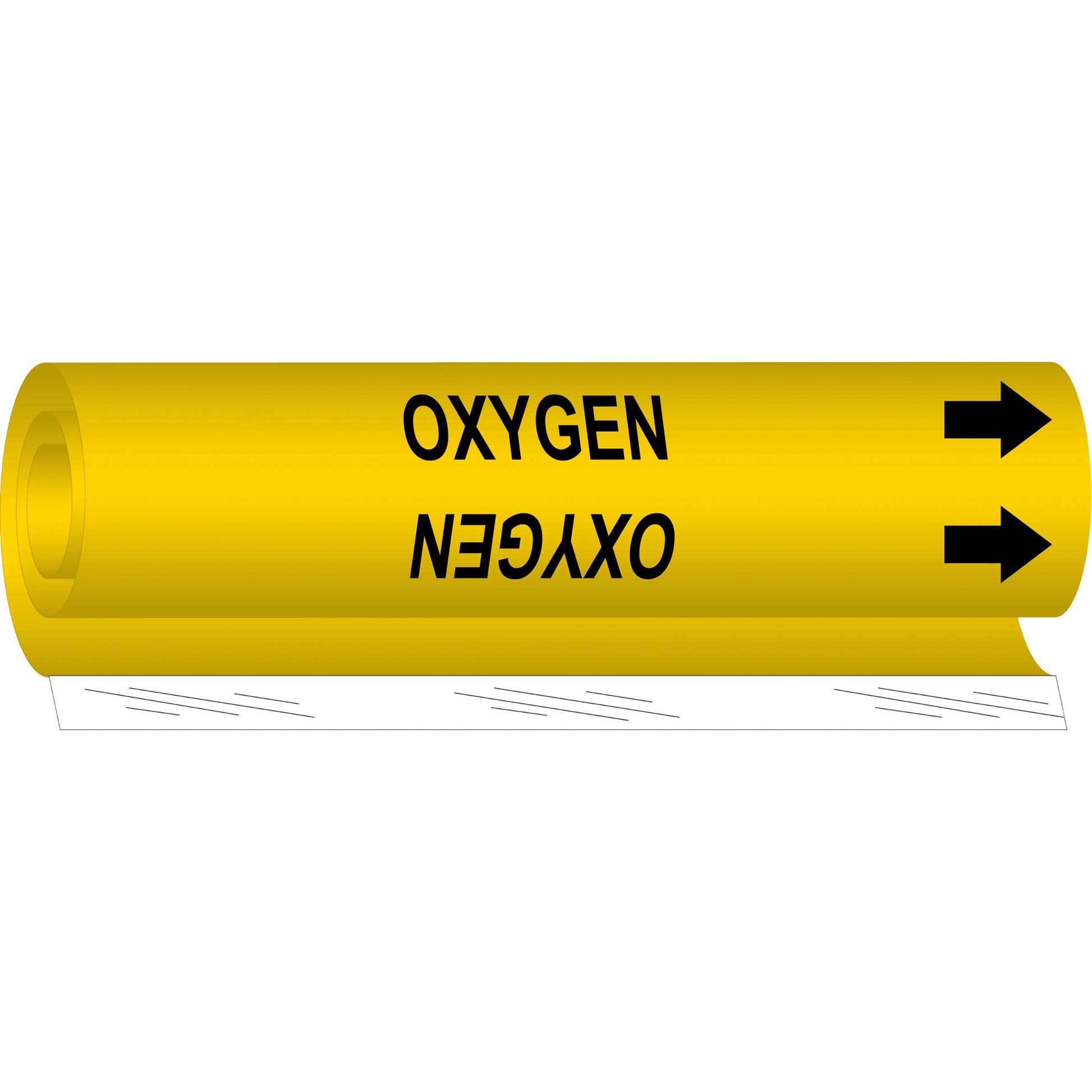 Brady "Oxygen" Pipe Marker, Wrap-Around, 26" H x 12" W, Black on Yellow