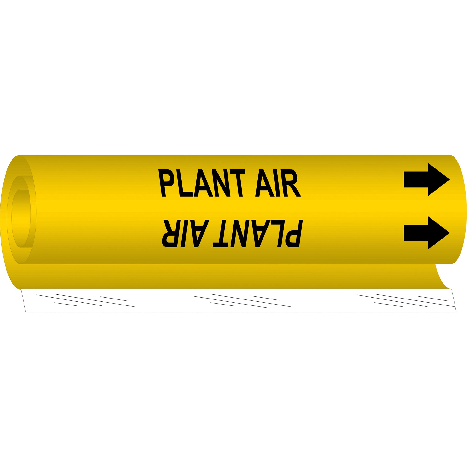 Brady "Plant Air" Pipe Marker, Wrap-Around, 26" H x 12" W, Black on Yellow