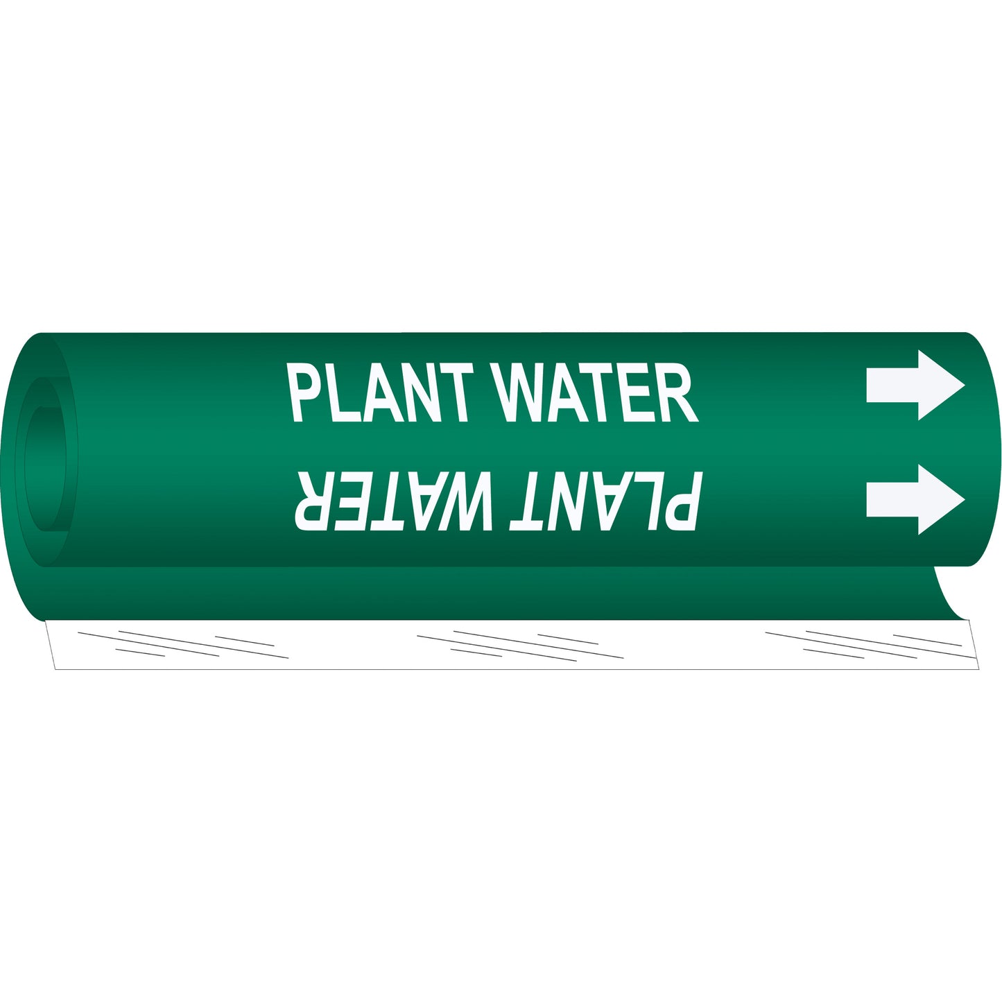 Brady "Plant Water" Pipe Marker, Wrap-Around, 26" H x 12" W, White on Green
