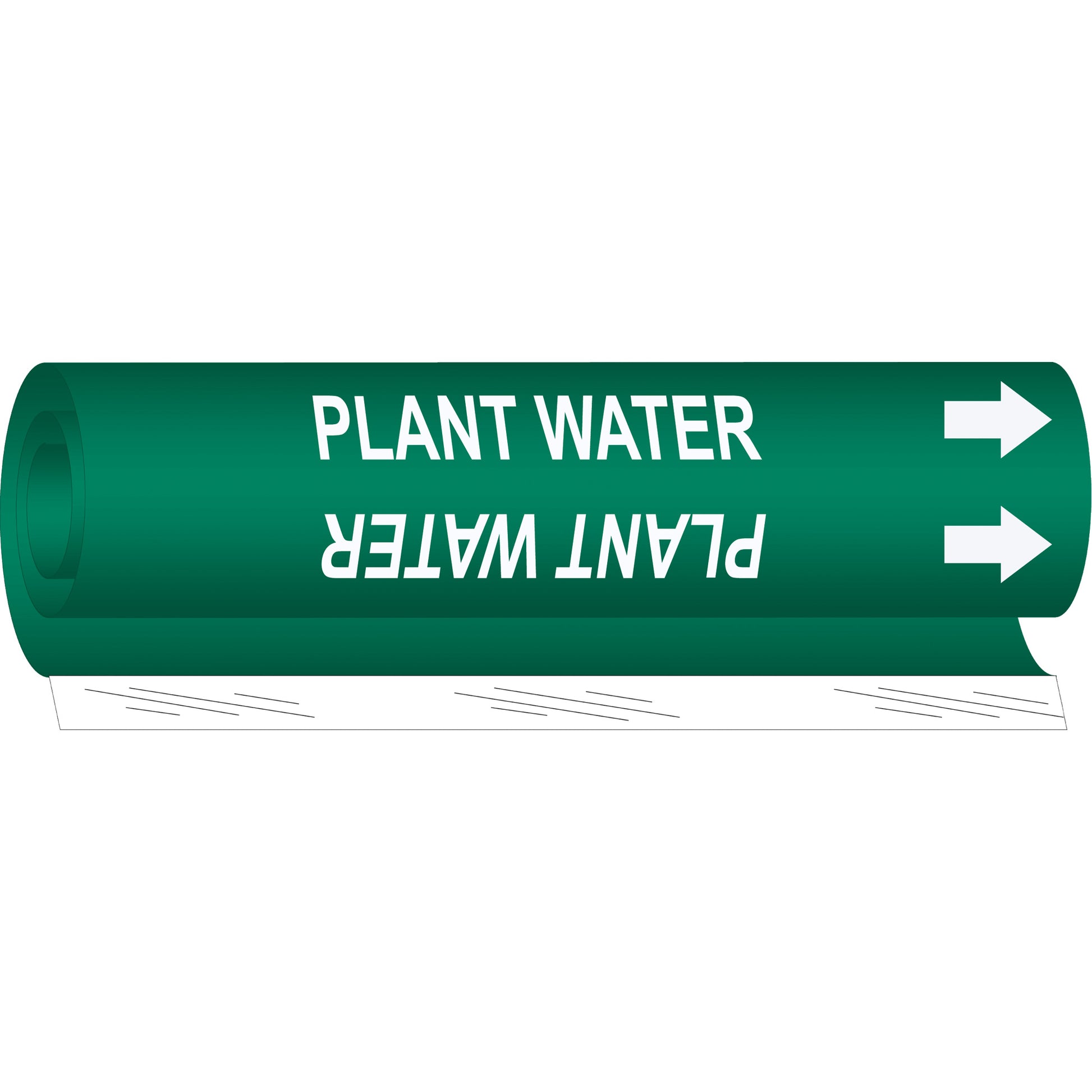 Brady "Plant Water" Pipe Marker, Wrap-Around, 26" H x 12" W, White on Green