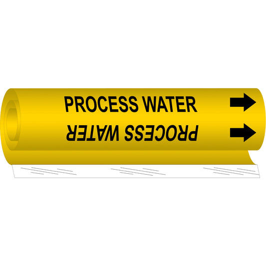 Brady "Process Water" Pipe Marker, Wrap-Around, 5" H x 8" W, Black on Yellow