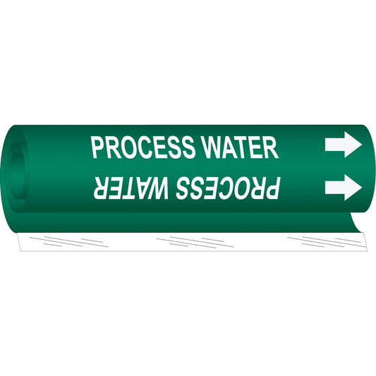 Brady "Process Water" Pipe Marker, Wrap-Around, 26" H x 12" W, White on Green