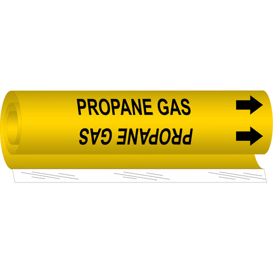 Brady "Propane Gas" Pipe Marker, Wrap-Around, 26" H x 12" W, Black on Yellow