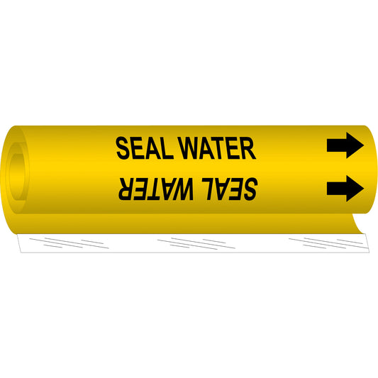 Brady "Seal Water" Pipe Marker, Wrap-Around, 26" H x 12" W, Black on Yellow