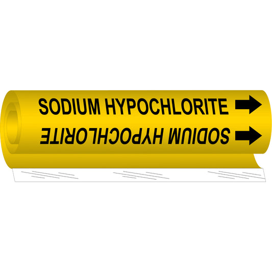 Brady "Sodium Hypochlorite" Pipe Marker, Wrap-Around, 26" H x 12" W, Black on Yellow