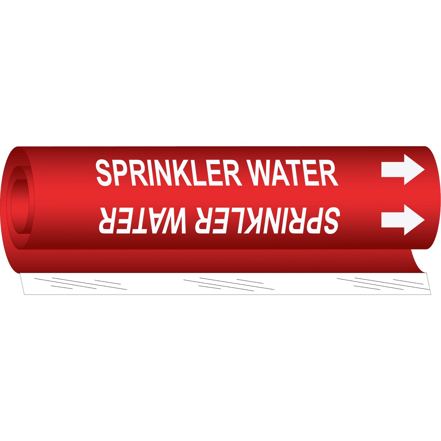 Brady "Sprinkler Water" Pipe Marker, Wrap-Around, 26" H x 12" W, White on Red
