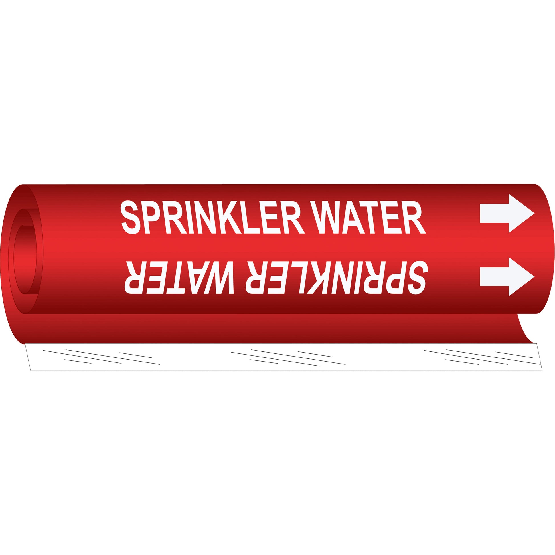 Brady "Sprinkler Water" Pipe Marker, Wrap-Around, 26" H x 12" W, White on Red