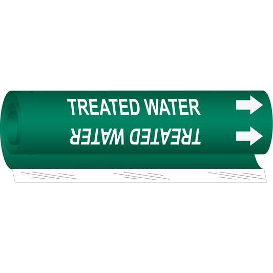 Brady "Treated Water" Pipe Marker, Wrap-Around, 26" H x 12" W, White on Green