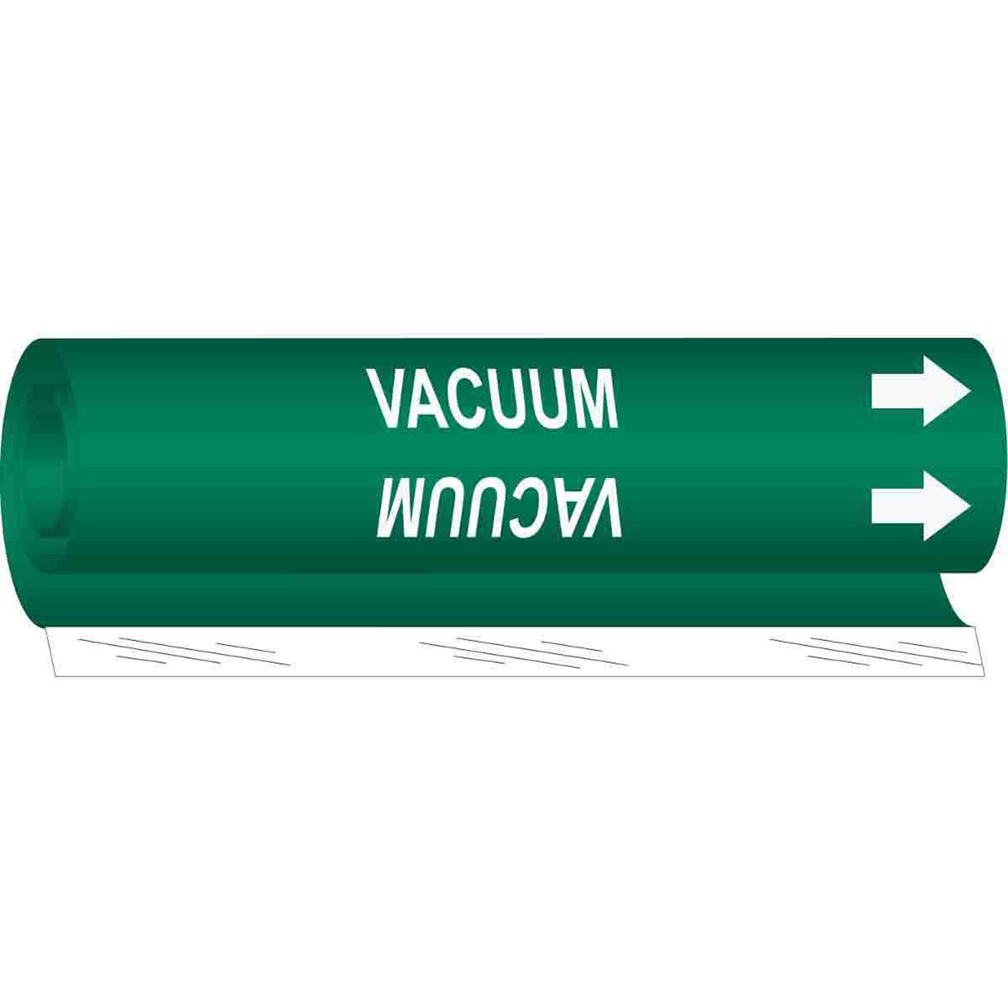 Brady "Vacuum" Pipe Marker, Wrap-Around, 26" H x 12" W, White on Green