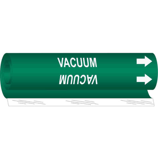 Brady "Vacuum" Pipe Marker, Wrap-Around, 26" H x 12" W, White on Green