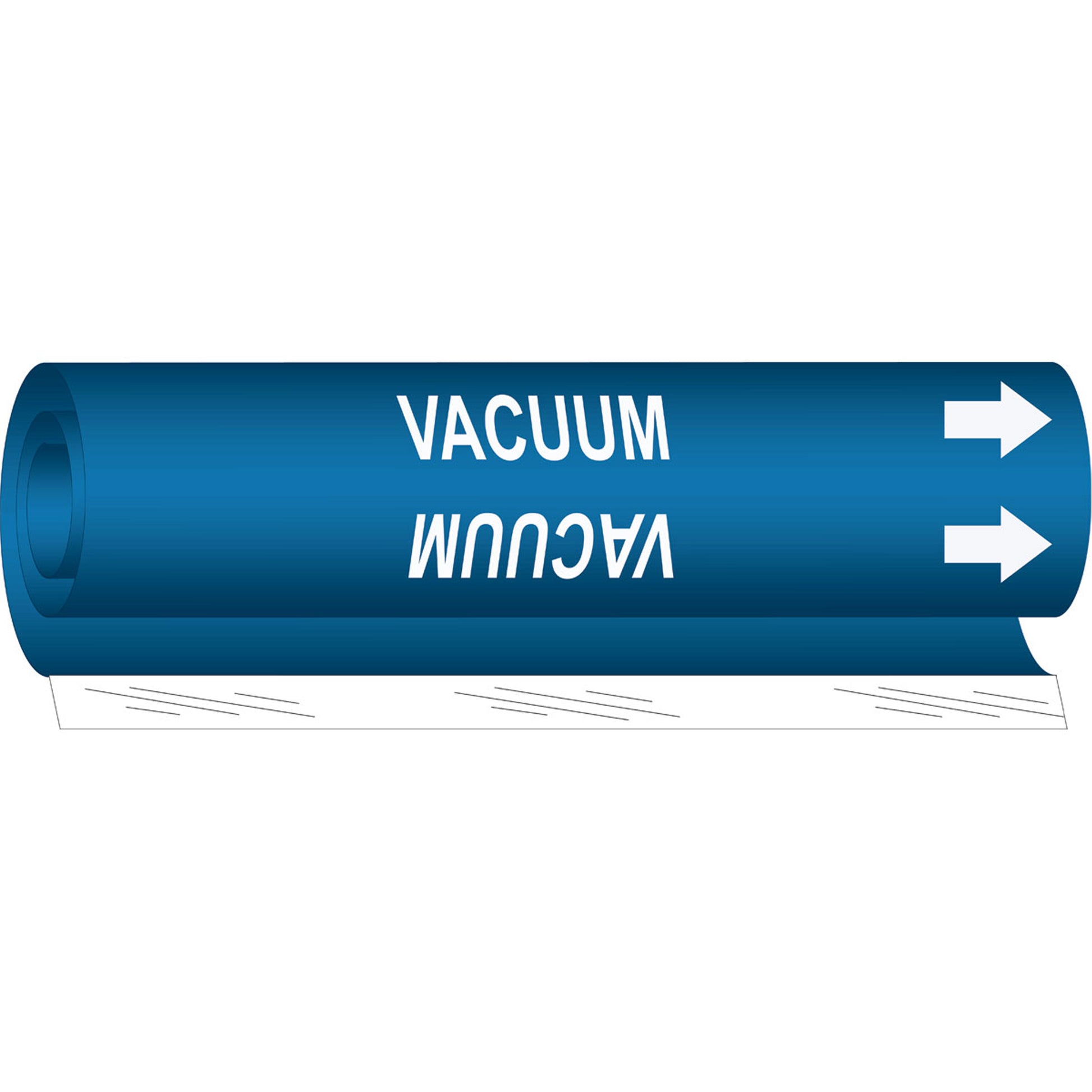 Brady "Vacuum" Pipe Marker, Wrap-Around, 26" H x 12" W, White on Blue