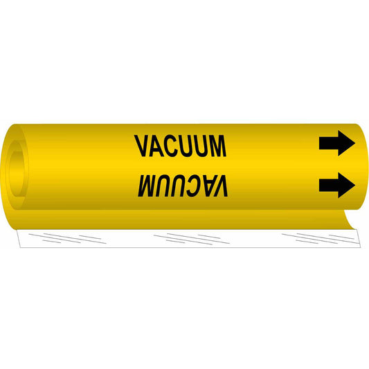 Brady "Vacuum" Pipe Marker, Wrap-Around, 26" H x 12" W, Black on Yellow