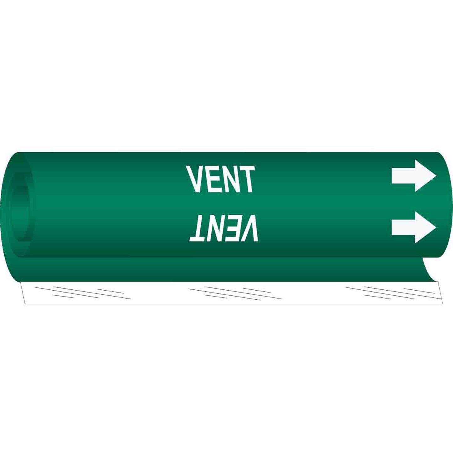 Brady "Vent" Pipe Marker, Wrap-Around, 26" H x 12" W, White on Green