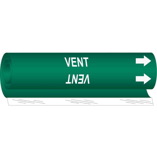 Brady "Vent" Pipe Marker, Wrap-Around, 26" H x 12" W, White on Green
