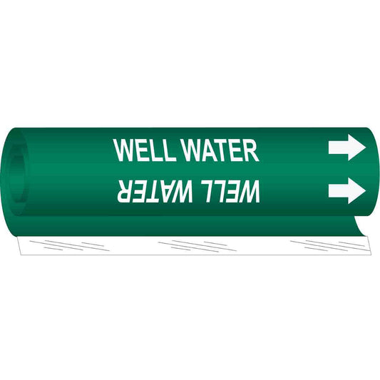 Brady "Well Water" Pipe Marker, Wrap-Around, 26" H x 12" W, White on Green