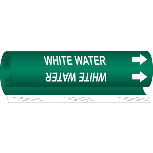 Brady "White Water" Pipe Marker, Wrap-Around, 26" H x 12" W, White on Green