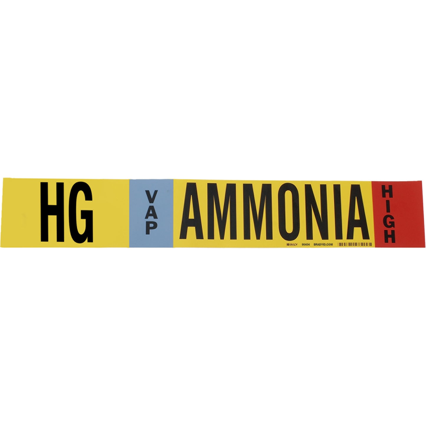 Brady "HG Vap Ammonia High" Ammonia (IIAR) Pipe Marker, Wrap-Around, 26" H x 24" W, Black on Yellow
