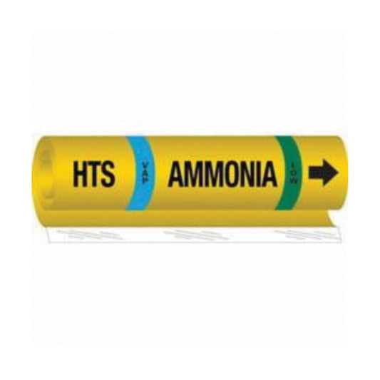 Brady "HTS Vap Ammonia Low" Ammonia (IIAR) Pipe Marker, Wrap-Around, 26" H x 24" W, Black on Yellow