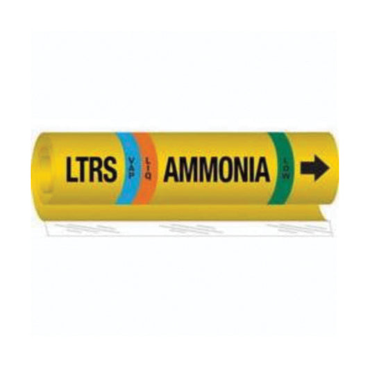 Brady "LTRS Liq/Vap Ammonia Low" Ammonia (IIAR) Pipe Marker, Wrap-Around, 26" H x 24" W, Black on Yellow