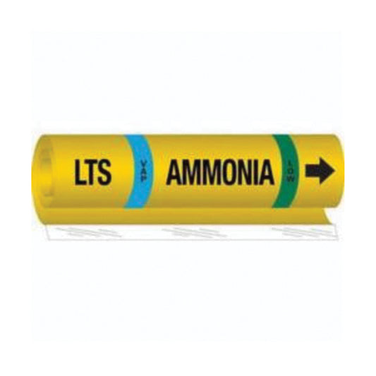 Brady "LTS Vap Ammonia Low" Ammonia (IIAR) Pipe Marker, Wrap-Around, 26" H x 24" W, Black on Yellow