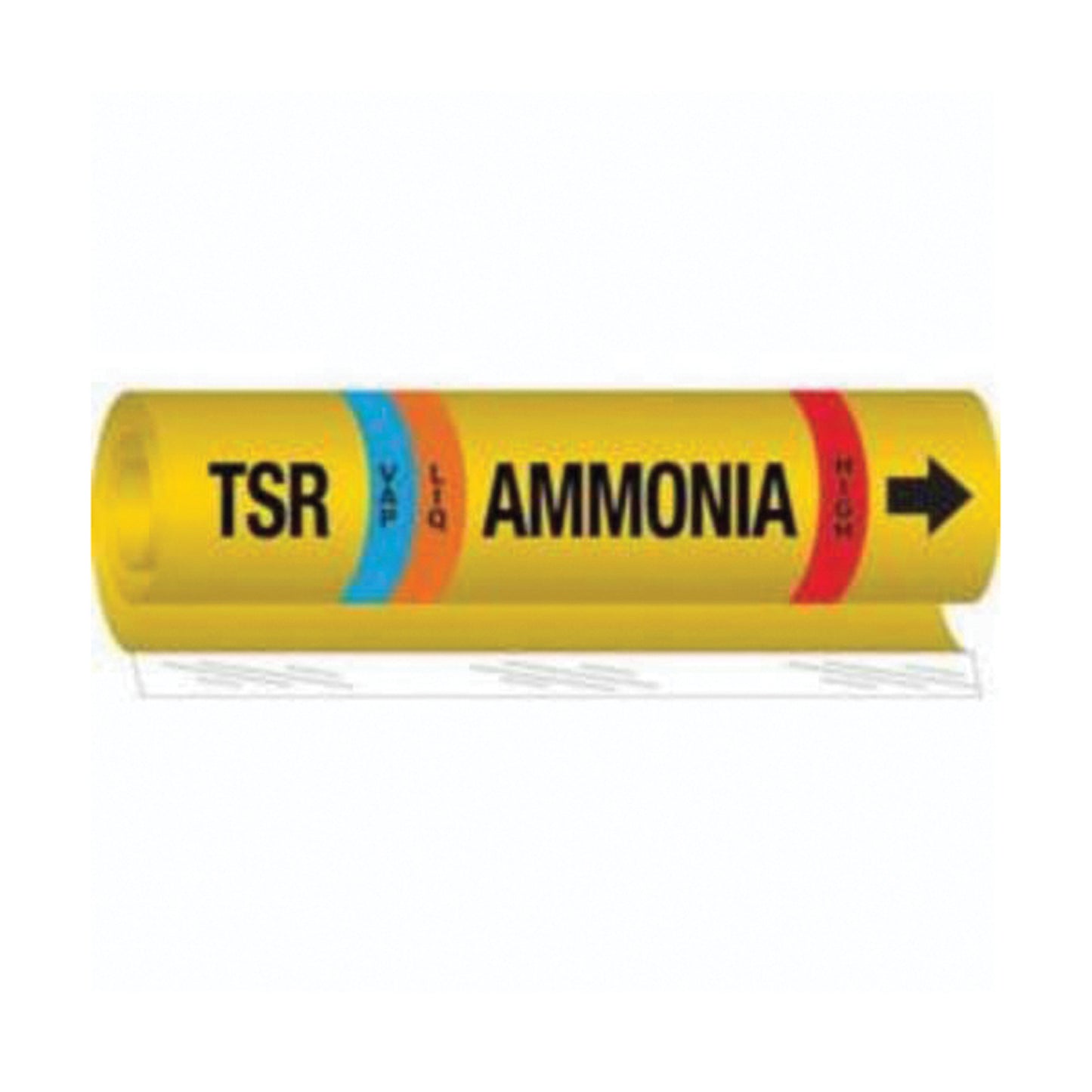 Brady "TSR Liq/Vap Ammonia High" Ammonia (IIAR) Pipe Marker, Wrap-Around, 26" H x 24" W, Black on Yellow