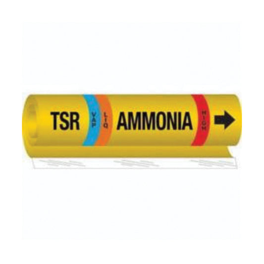 Brady "TSR Liq/Vap Ammonia High" Ammonia (IIAR) Pipe Marker, Wrap-Around, 26" H x 24" W, Black on Yellow