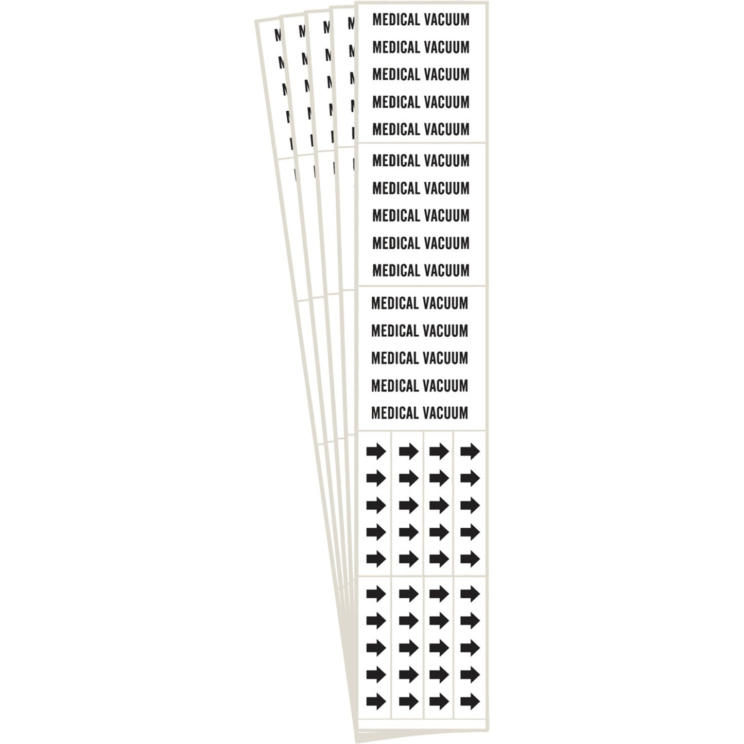 Brady "Medical Vacuum" Pipe Markers, Self-Adhesive, 2-1/4" H x 2-3/4" W, Black on White
