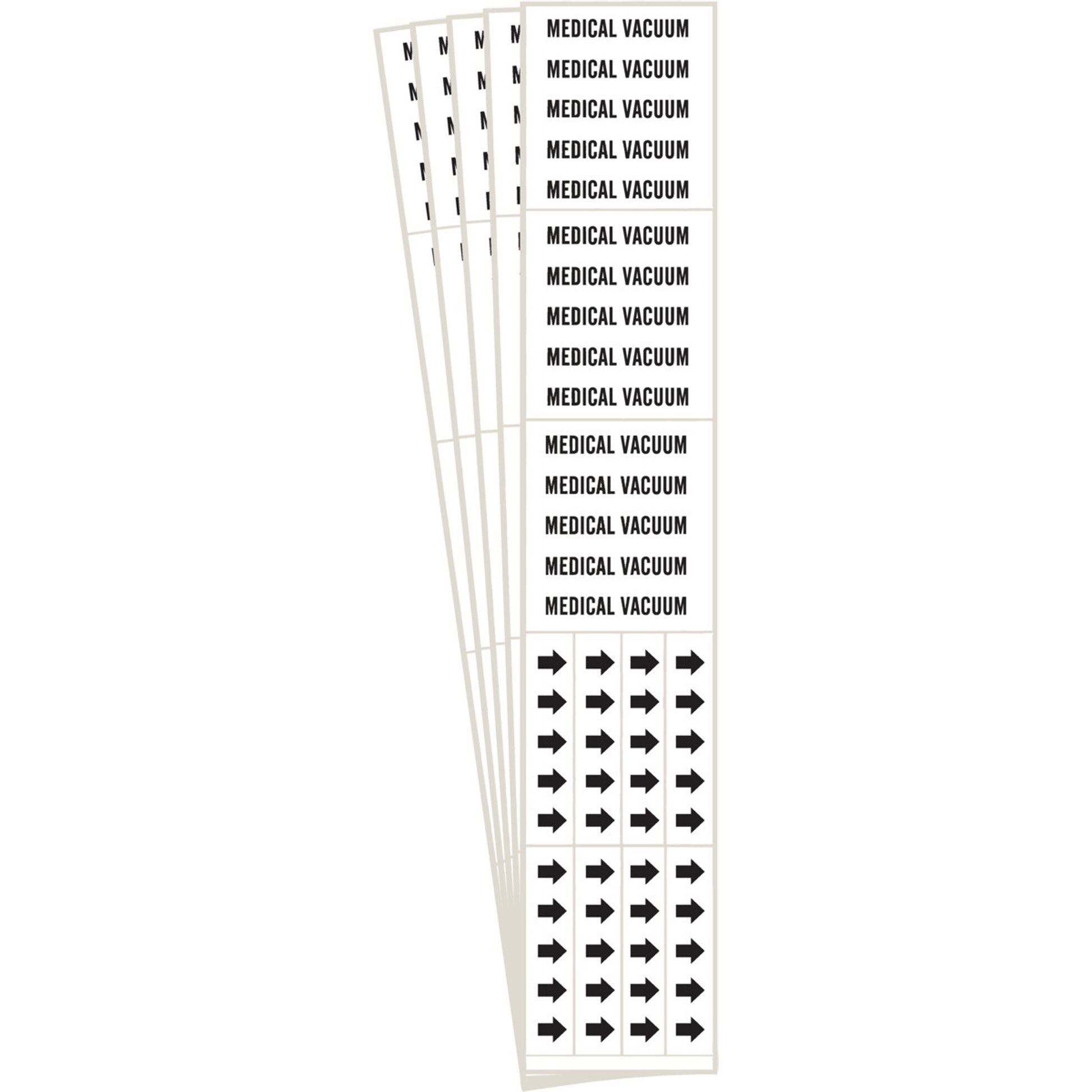 Brady "Medical Vacuum" Pipe Markers, Self-Adhesive, 2-1/4" H x 2-3/4" W, Black on White