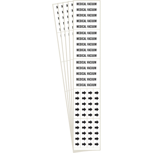 Brady "Medical Vacuum" Pipe Markers, Self-Adhesive, 2-1/4" H x 2-3/4" W, Black on White