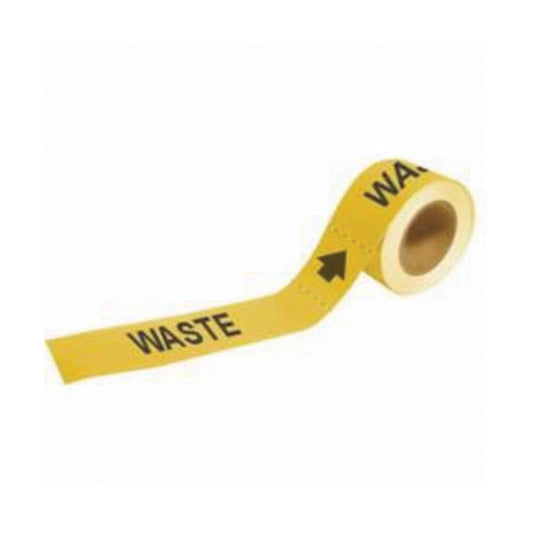 Brady "Waste" Roll Form Pipe Markers, Self-Adhesive, 2" H x 12" W, Black on Yellow