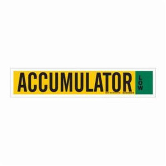 Brady "Accumulator" Ammonia (IIAR) Pipe Marker, Self-Adhesive, 4" H x 24" W, Black on Yellow
