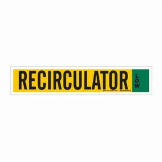 Brady "Recirculator" Ammonia (IIAR) Pipe Marker, Self-Adhesive, 4" H x 24" W, Black on Yellow