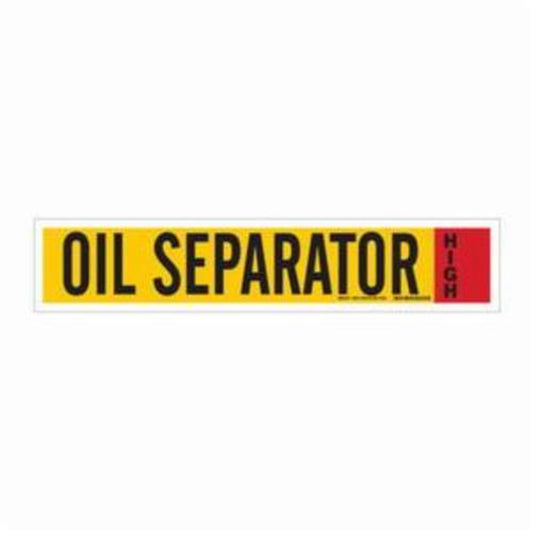 Brady "Oil Separator" Ammonia (IIAR) Pipe Marker, Self-Adhesive, 4" H x 24" W, Black on Yellow