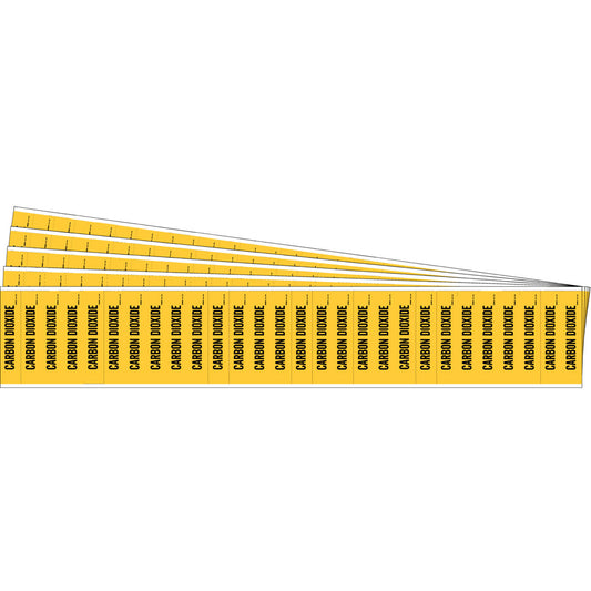 Brady "Carbon Dioxide" Semi-Conductor & Chemical Pipe Markers, Self-Adhesive, 1/2" H x 2-1/4" W, Black on Yellow