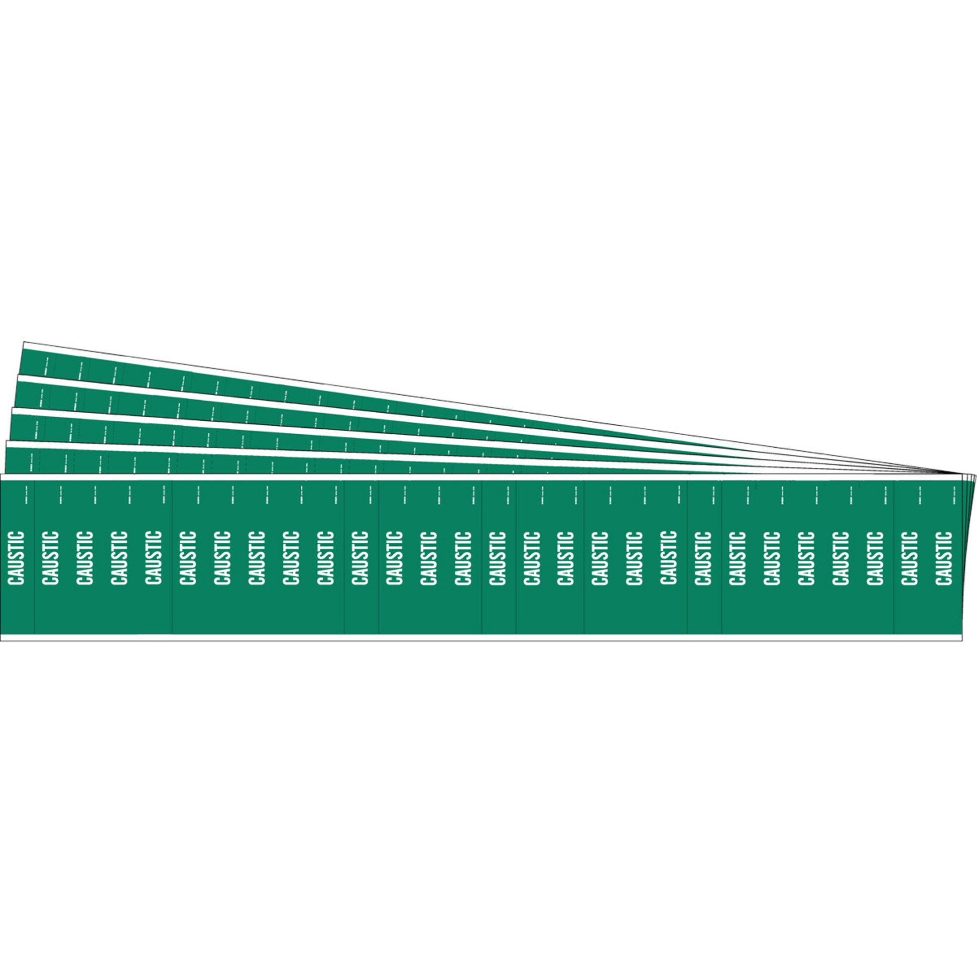 Brady "Caustic" Semi-Conductor & Chemical Pipe Markers, Self-Adhesive, 1/2" H x 2-1/4" W, White on Green