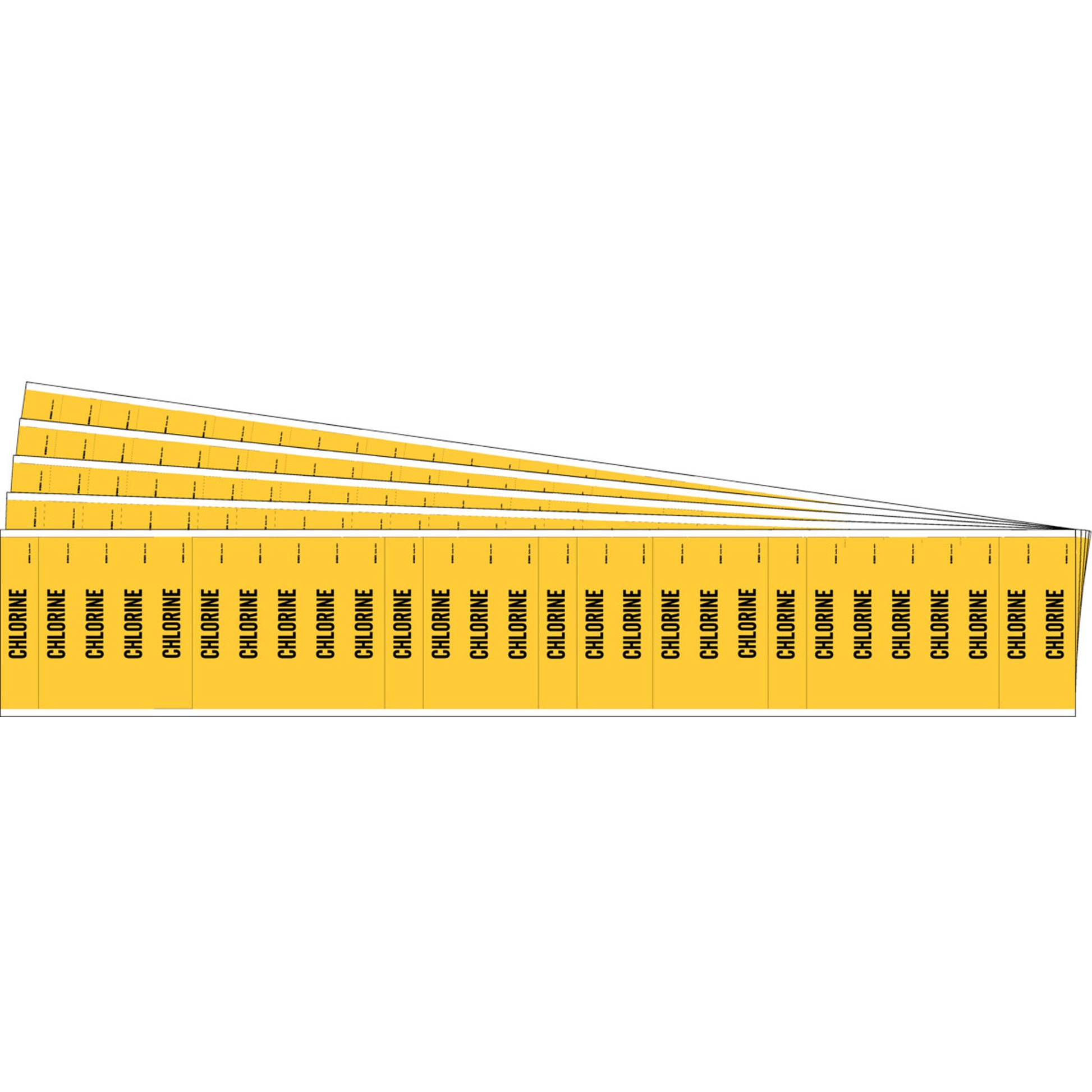 Brady "Chlorine" Semi-Conductor & Chemical Pipe Markers, Self-Adhesive, 1/2" H x 2-1/4" W, Black on Yellow