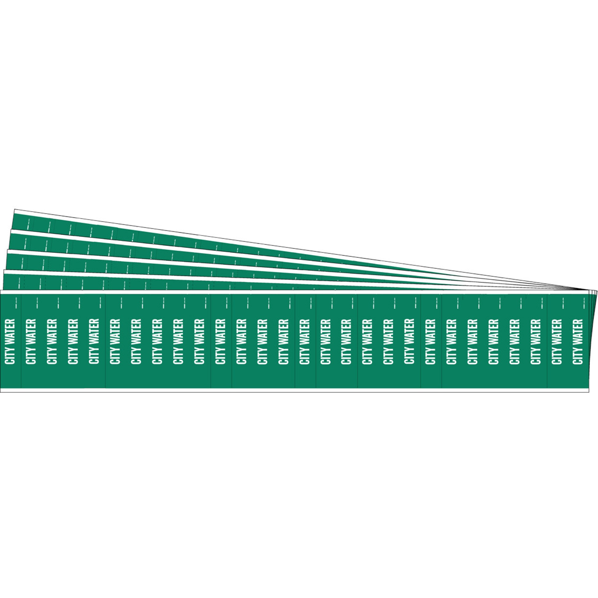 Brady "City Water" Semi-Conductor & Chemical Pipe Markers, Self-Adhesive, 1/2" H x 2-1/4" W, White on Green