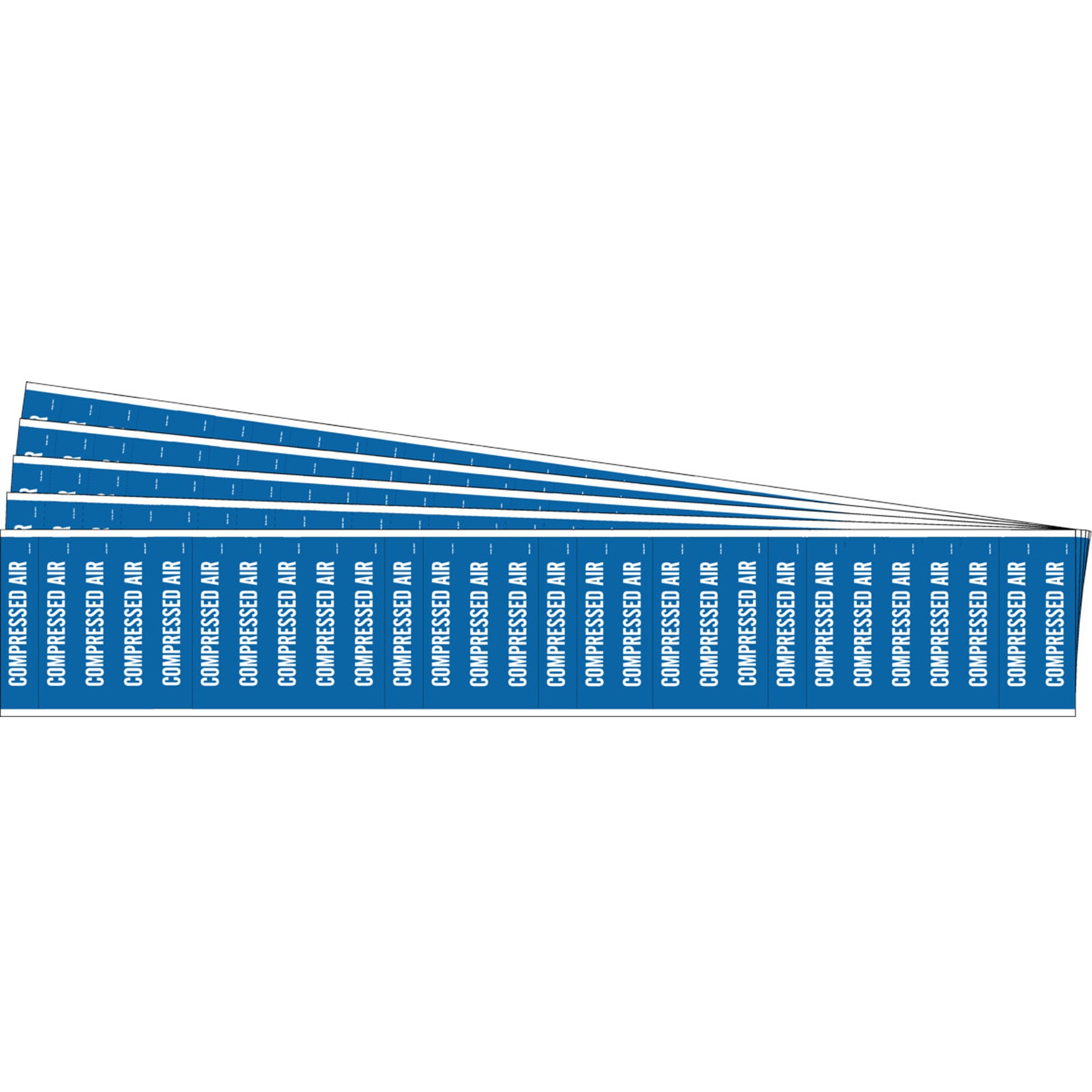 Brady "Compressed Air" Semi-Conductor & Chemical Pipe Markers, Self-Adhesive, 1/2" H x 2-1/4" W, White on Blue