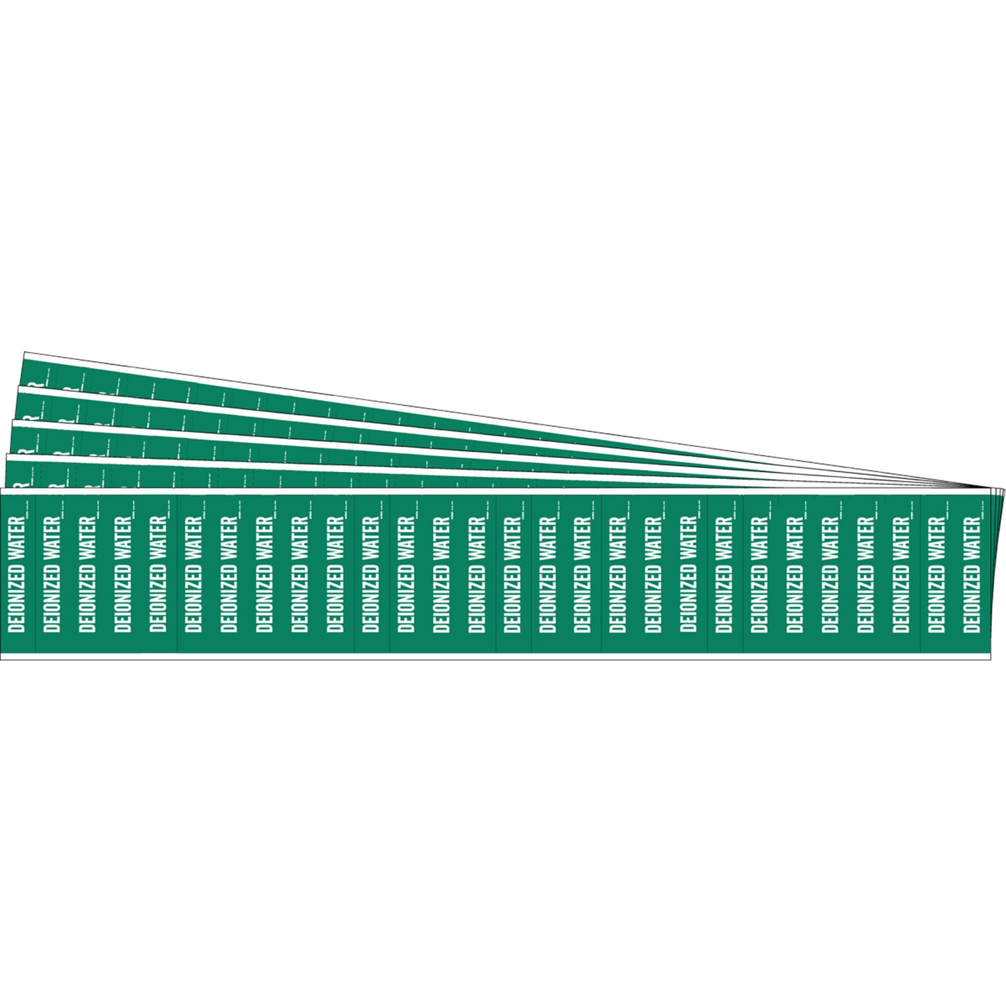 Brady "Deionized Water" Semi-Conductor & Chemical Pipe Markers, Self-Adhesive, 1/2" H x 2-1/4" W, White on Green