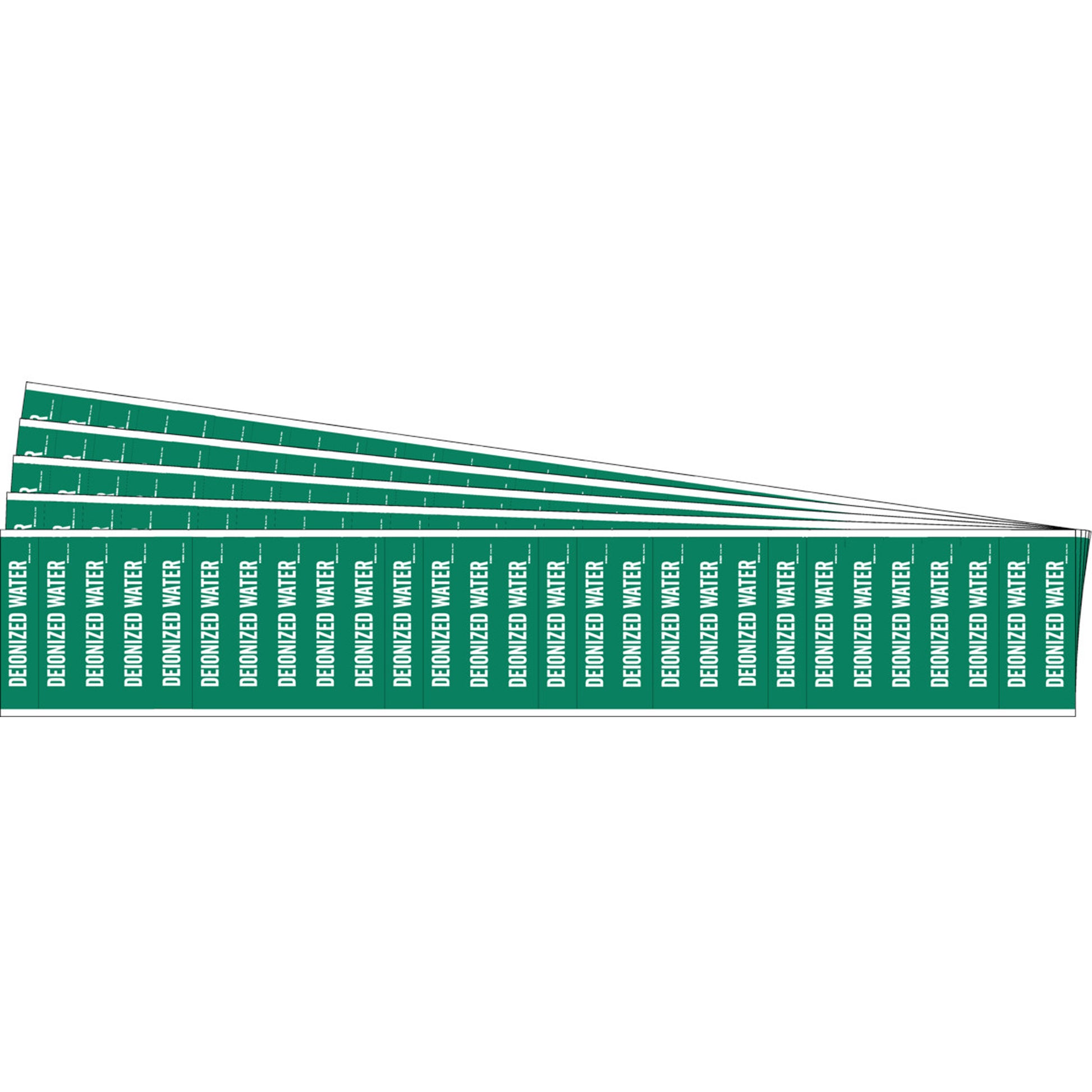 Brady "Deionized Water" Semi-Conductor & Chemical Pipe Markers, Self-Adhesive, 1/2" H x 2-1/4" W, White on Green