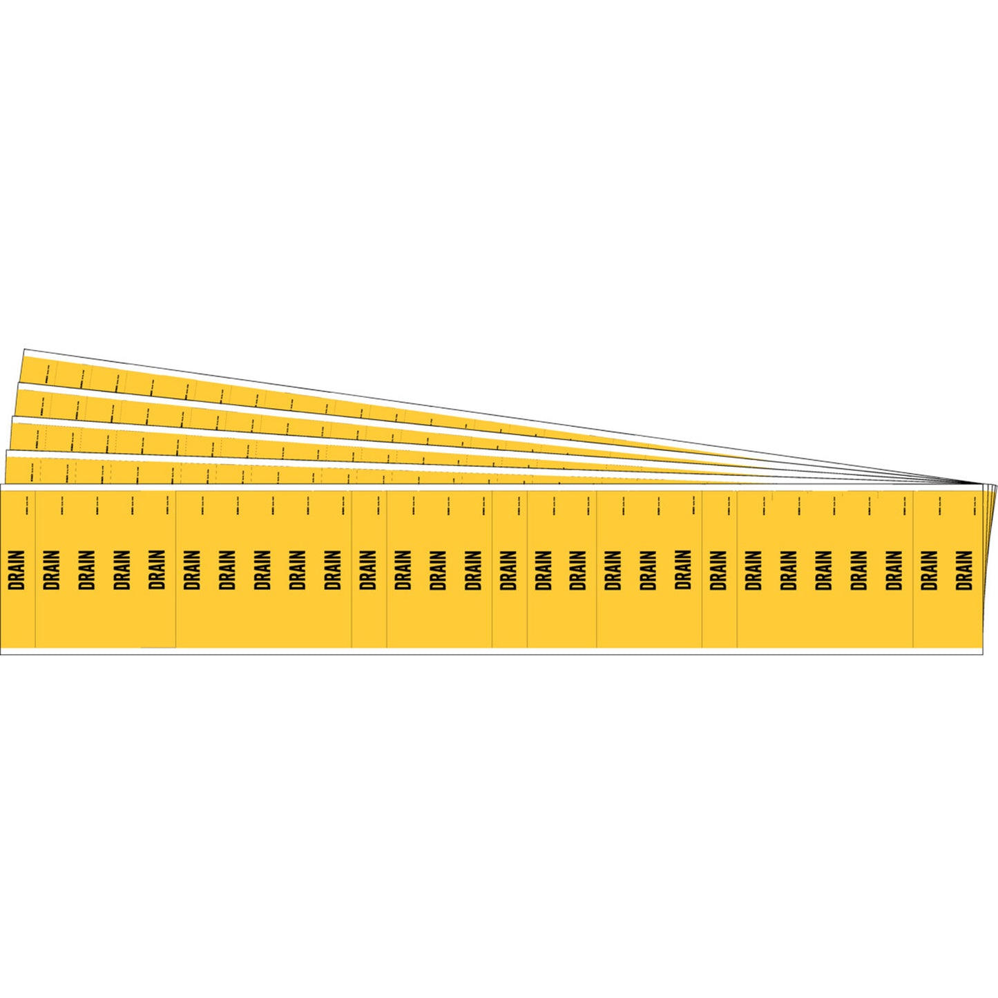 Brady "Drain" Semi-Conductor & Chemical Pipe Markers, Self-Adhesive, 1/2" H x 2-1/4" W, Black on Yellow