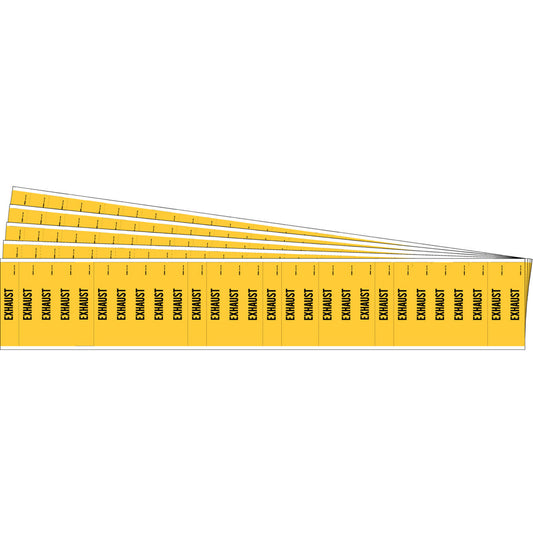 Brady "Exhaust" Semi-Conductor & Chemical Pipe Markers, Self-Adhesive, 1/2" H x 2-1/4" W, Black on Yellow