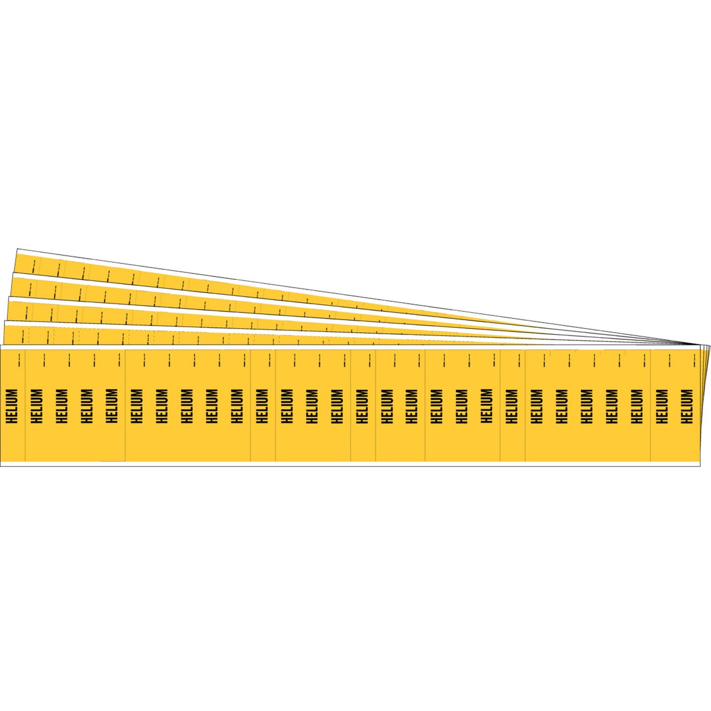 Brady "Helium" Semi-Conductor & Chemical Pipe Markers, Self-Adhesive, 1/2" H x 2-1/4" W, Black on Yellow