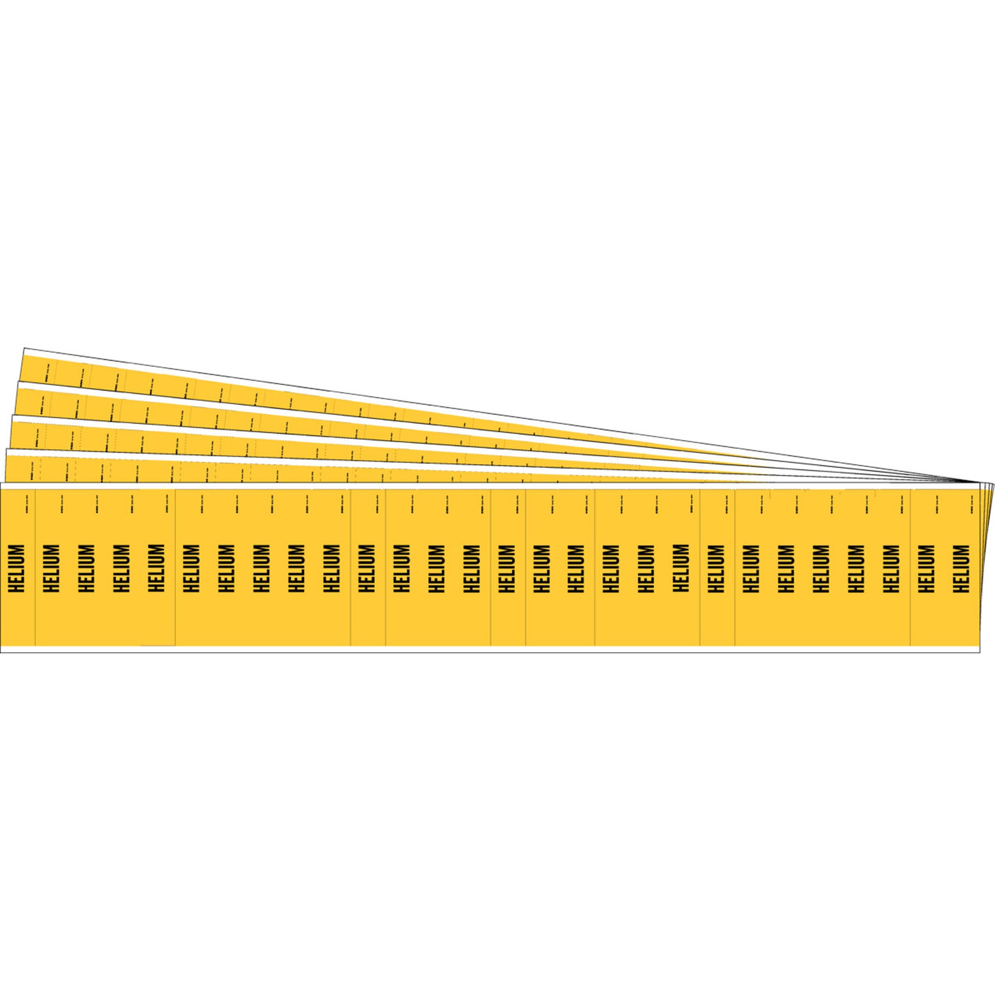 Brady "Helium" Semi-Conductor & Chemical Pipe Markers, Self-Adhesive, 1/2" H x 2-1/4" W, Black on Yellow