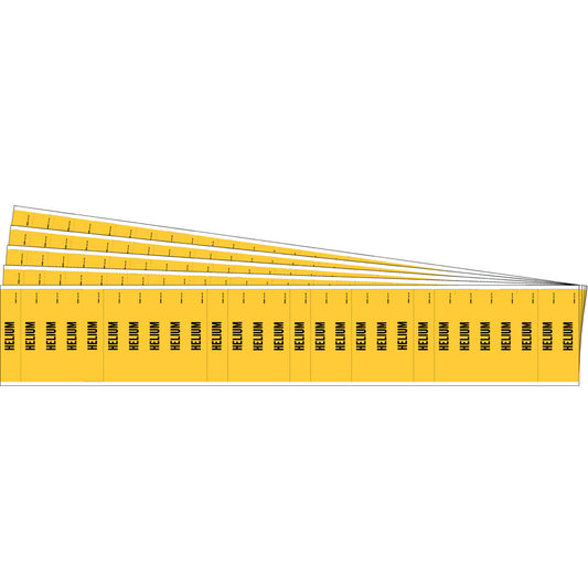 Brady "Helium" Semi-Conductor & Chemical Pipe Markers, Self-Adhesive, 1/2" H x 2-1/4" W, Black on Yellow