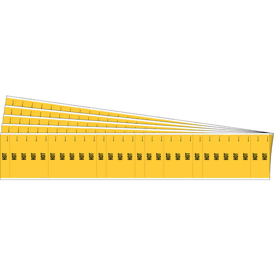 Brady "Hot" Semi-Conductor & Chemical Pipe Markers, Self-Adhesive, 1/2" H x 2-1/4" W, Black on Yellow
